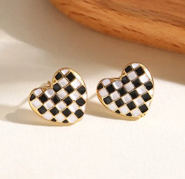 Checkered Hearts Earrings