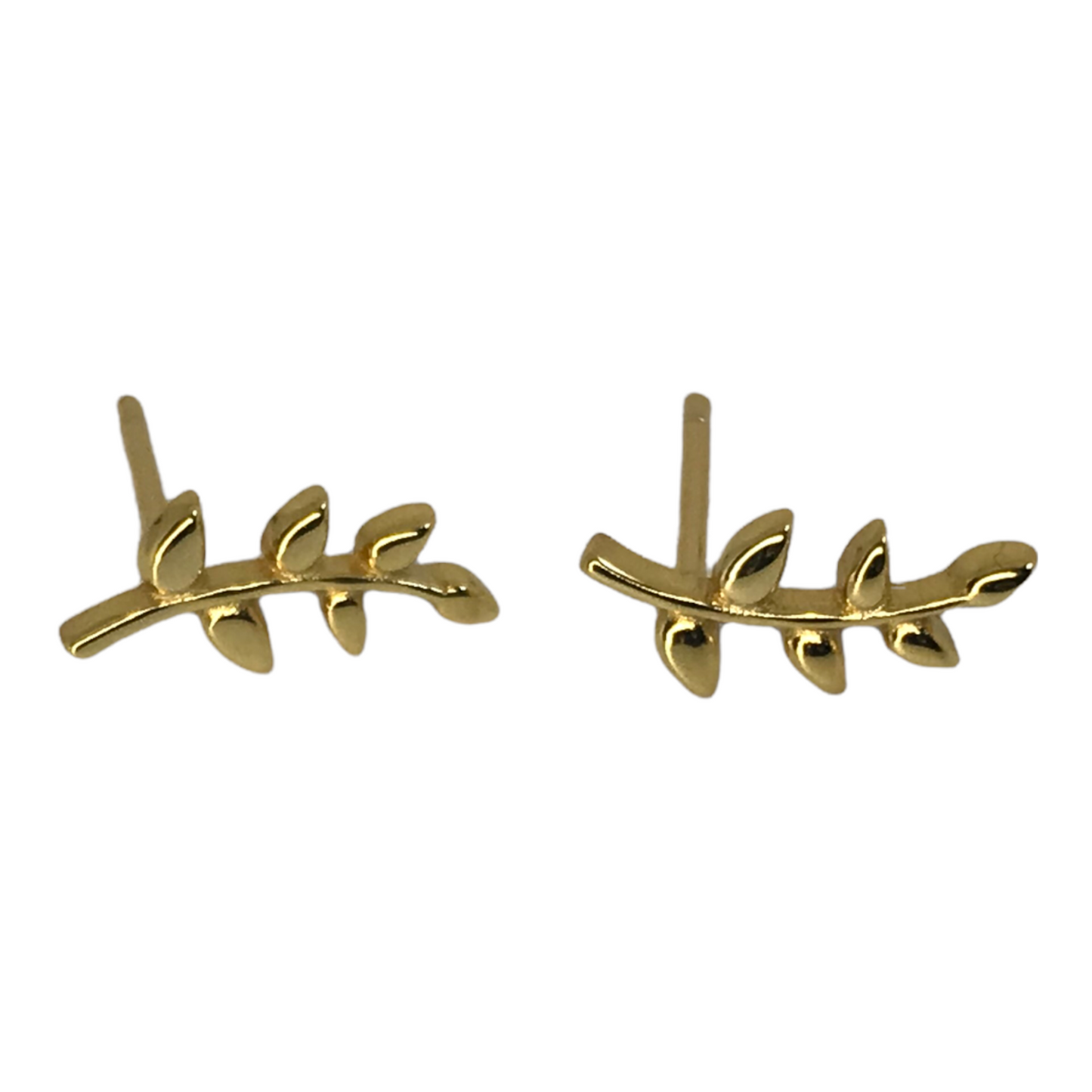 Tiny Olive Branch Earrings- Gold