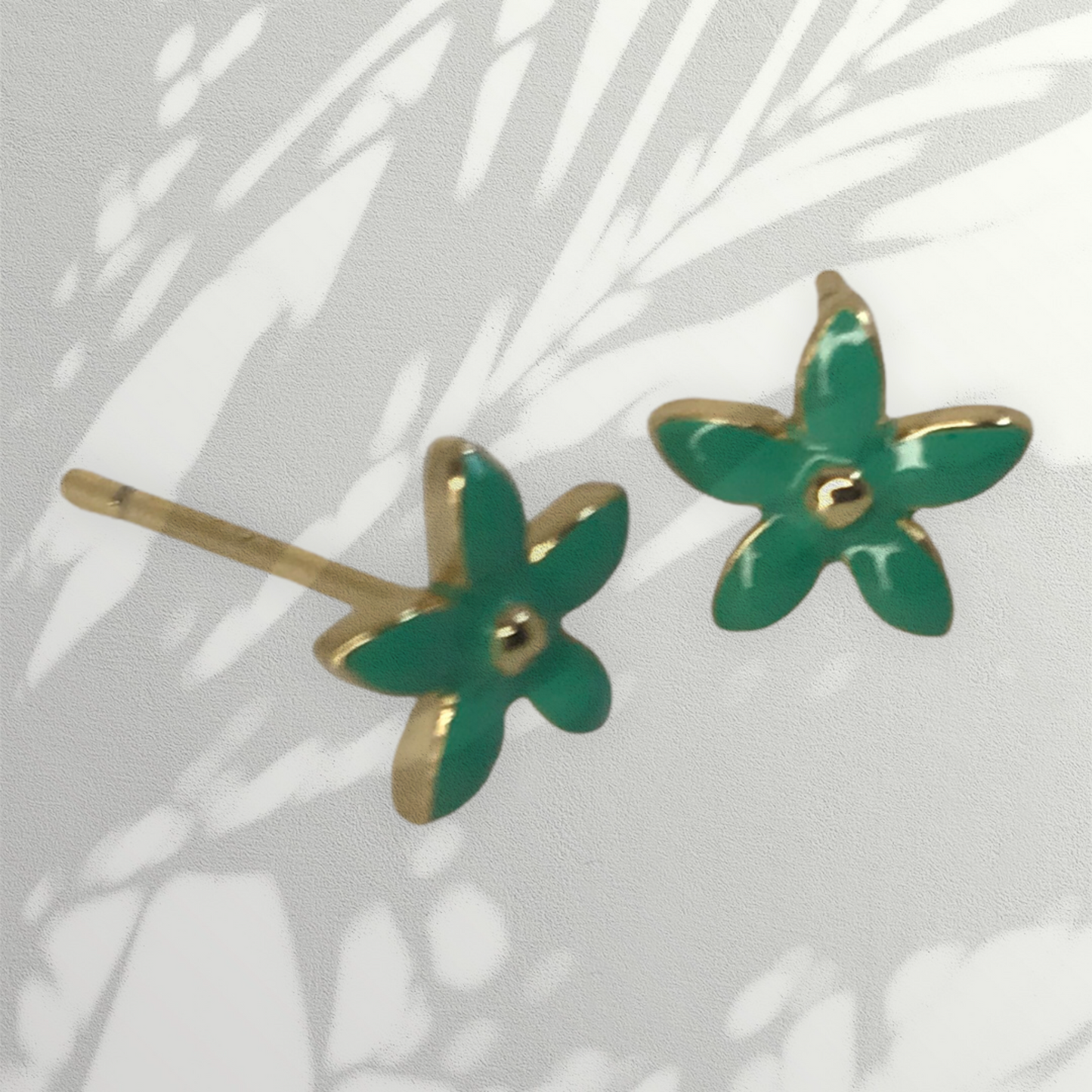 Green Flower Studs