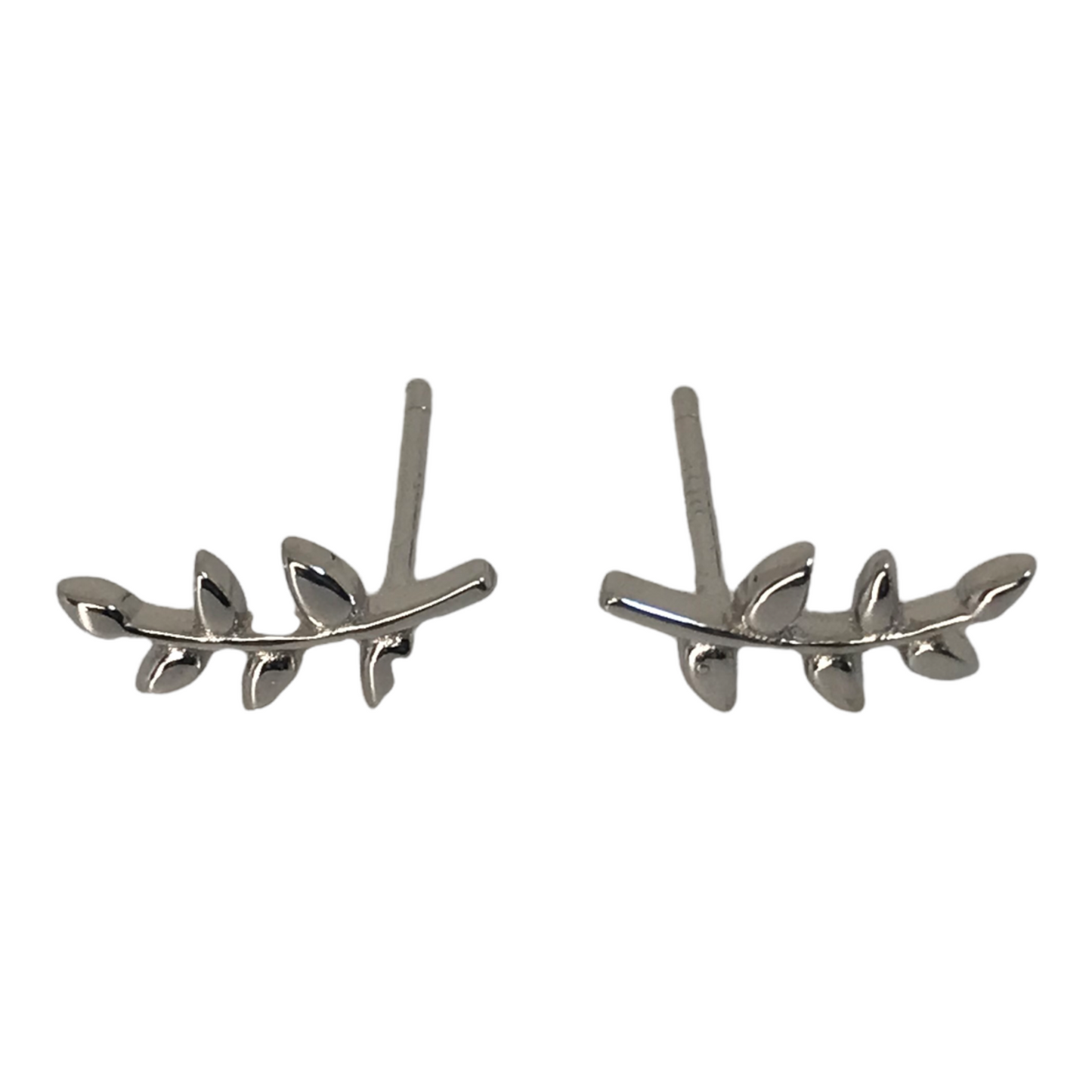 Tiny Olive Branch Earrings- Silver