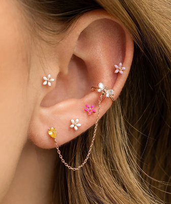 Hot Pink Flower Studs