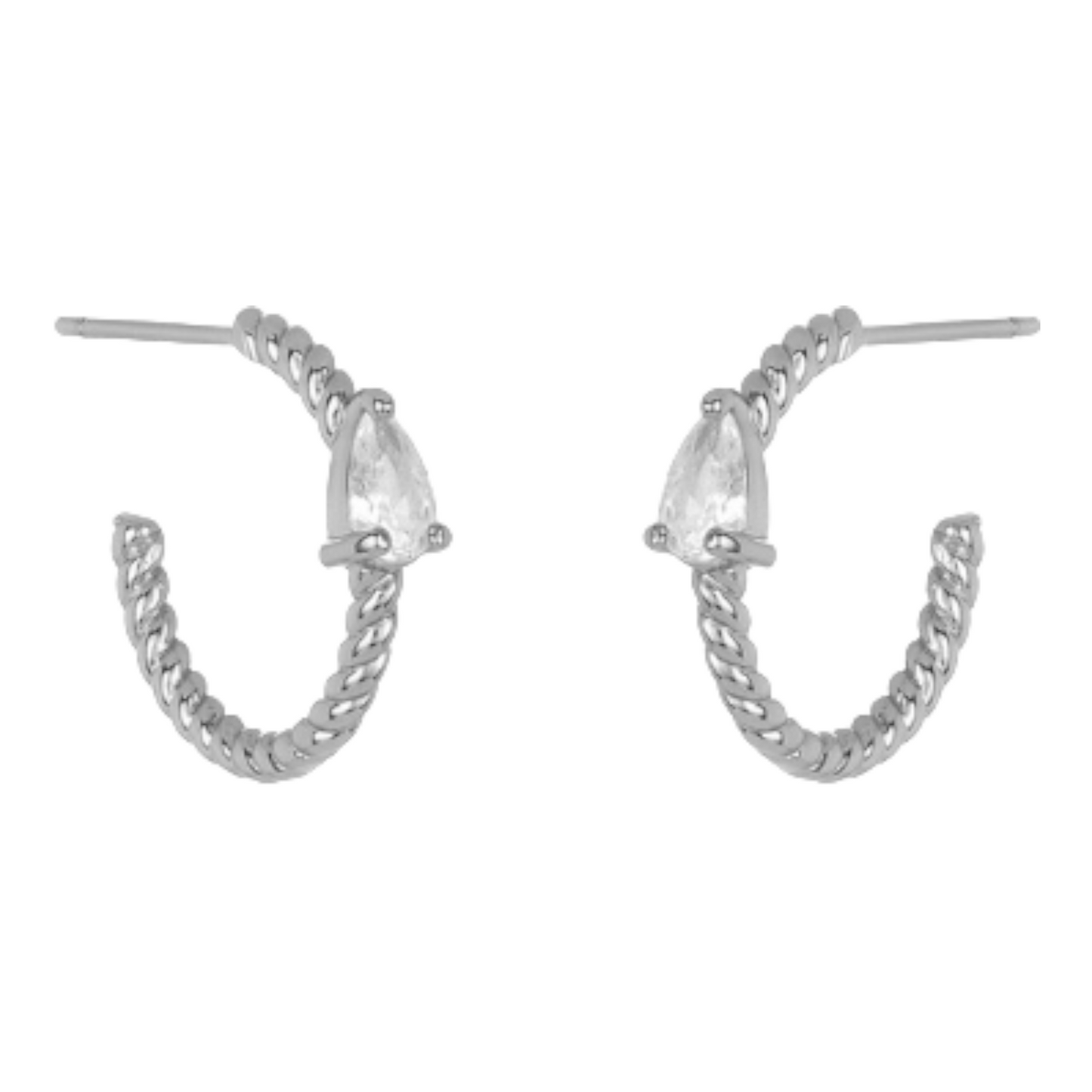 Silver Twist Mini Hoops